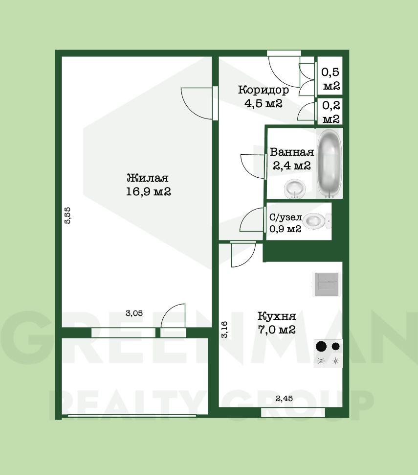 Уютная однушка в тихом спальном районе. | Агентство недвижимости Greenman Realty Group