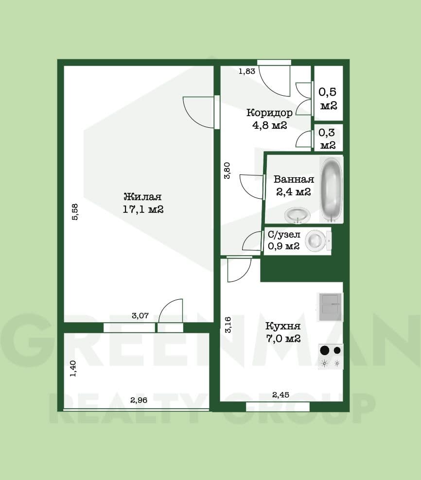 Продается 1-комнатная  квартира  | Агентство недвижимости Greenman Realty Group