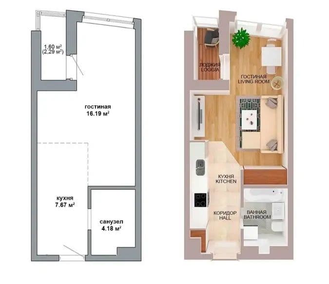 Студия на 24-ом этаже с отличным видом на город в ЖК «Минск-Мир». | Агентство недвижимости Greenman Realty Group