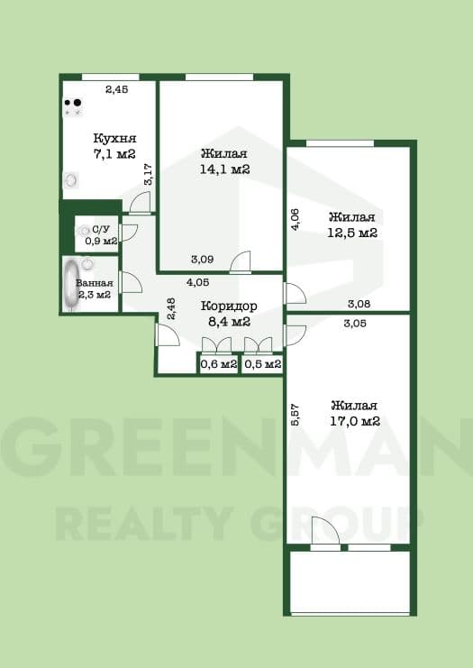 Продажа 3-комнатной квартиры аг. Лесной, Ул. Троицкая д. 19 | Агентство недвижимости Greenman Realty Group