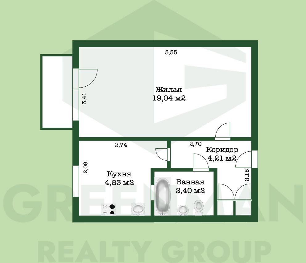 Уютная однокомнатная квартира. | Агентство недвижимости Greenman Realty Group