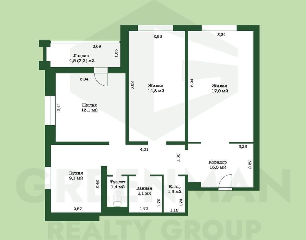 Просторная большая квартира с хорошей планировкой - идеальный вариант для жизни! | Агентство недвижимости Greenman Realty Group