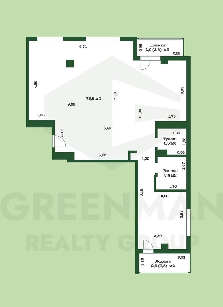 3-комн. свободной планировки в Первомайском районе, м-н "Уручье", ул. Купревича, д. 16 | Агентство недвижимости Greenman Realty Group