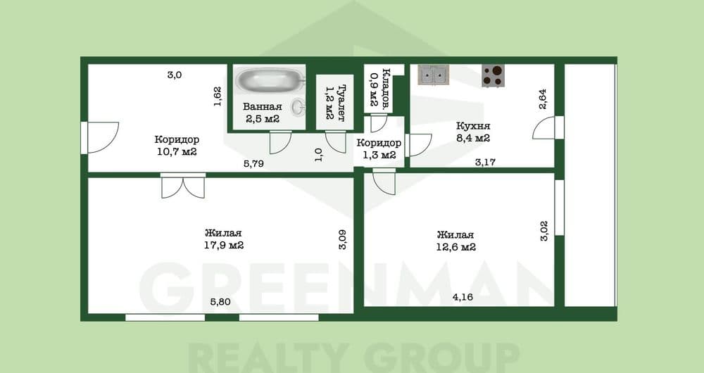 Двухкомнатная квартира в Могилеве | Агентство недвижимости Greenman Realty Group