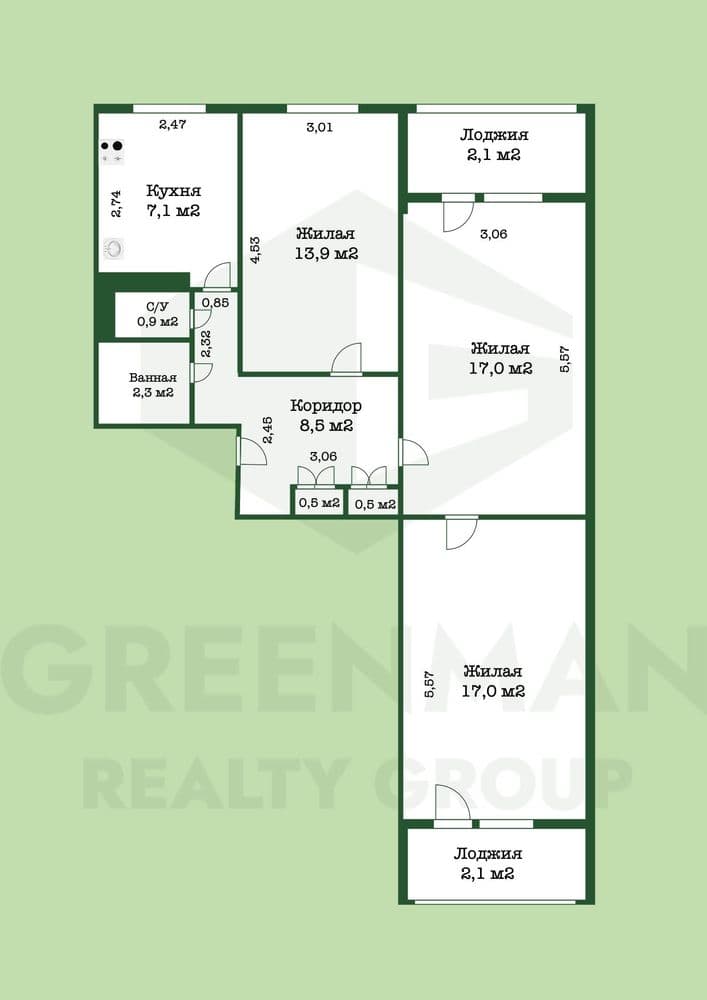 Трехкомнатная квартира около метро Якуба Коласа | Агентство недвижимости Greenman Realty Group
