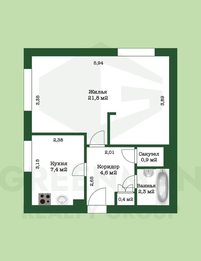 Продается светлая, теплая, очень просторная однокомнатная квартира рядом с метро. Славинского 37 | Агентство недвижимости Greenman Realty Group