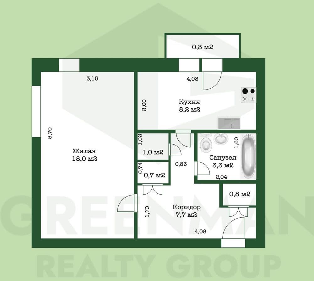 1-комнатная просторная квартира в центре а.г. Пуховичи. | Агентство недвижимости Greenman Realty Group