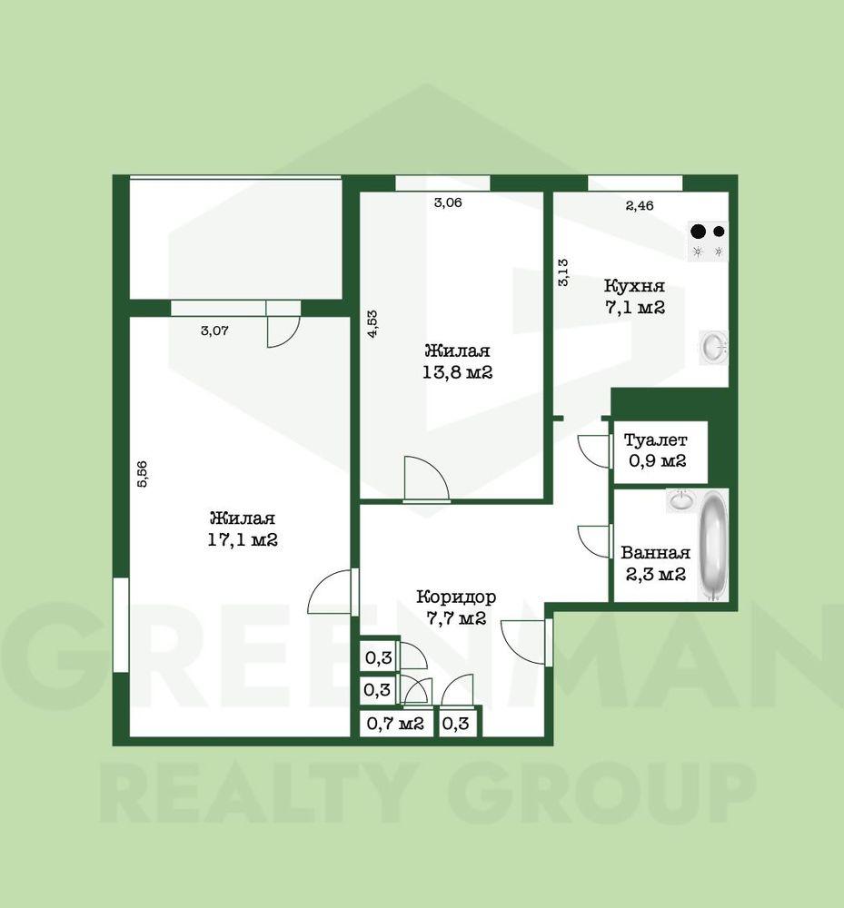 Двухкомнатная квартира возле водоема | Агентство недвижимости Greenman Realty Group