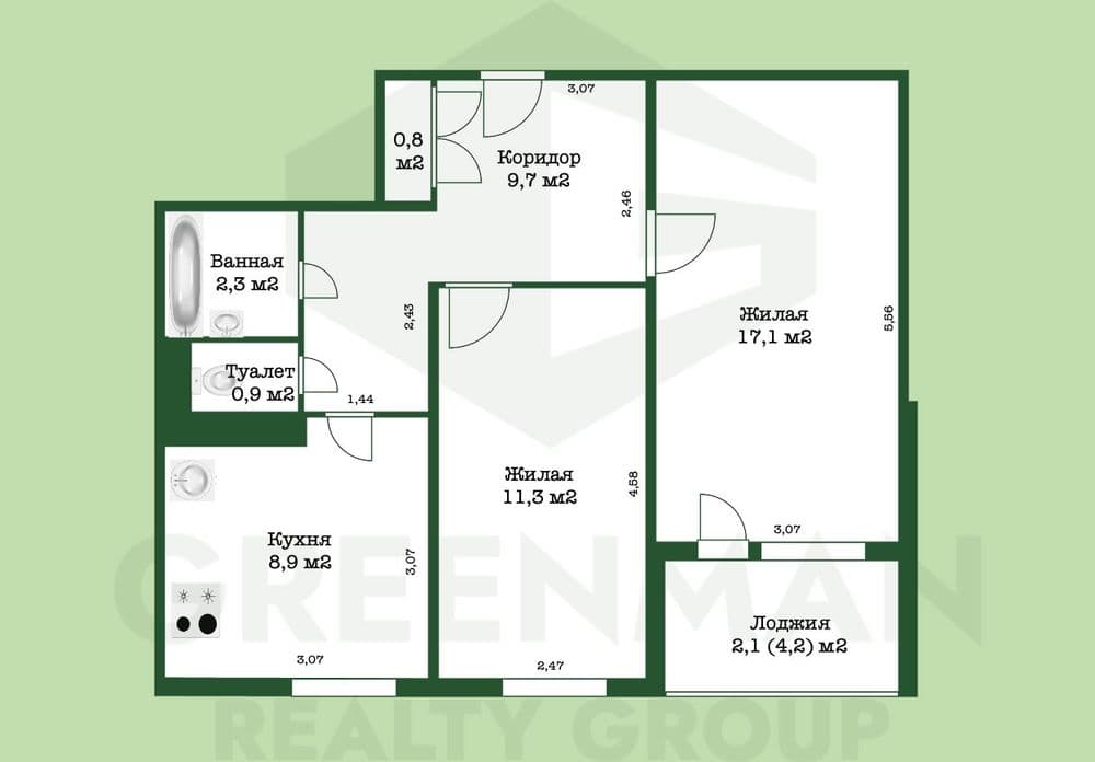 Уютная двушка в лошице | Агентство недвижимости Greenman Realty Group