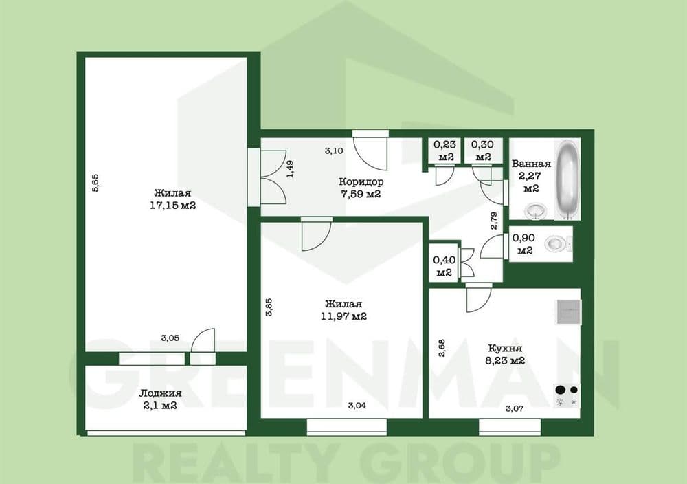 Продаётся 2-комнатная квартира в районе с развитой инфраструктурой! | Агентство недвижимости Greenman Realty Group
