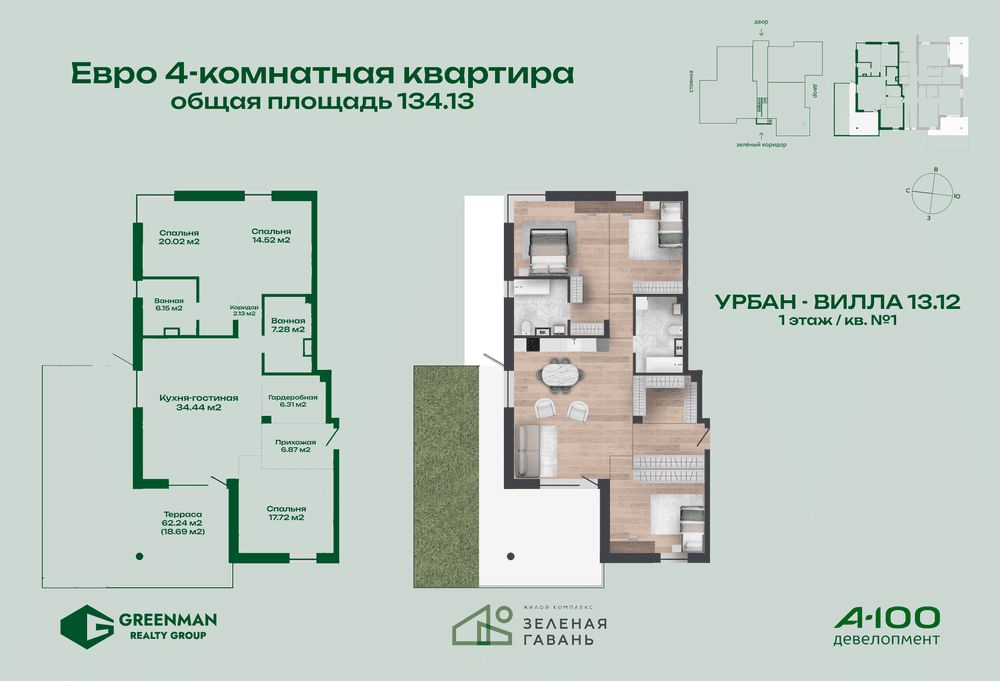 Еврочетырешка Урбан-вилла №13.12-1 | Агентство недвижимости Greenman Realty Group