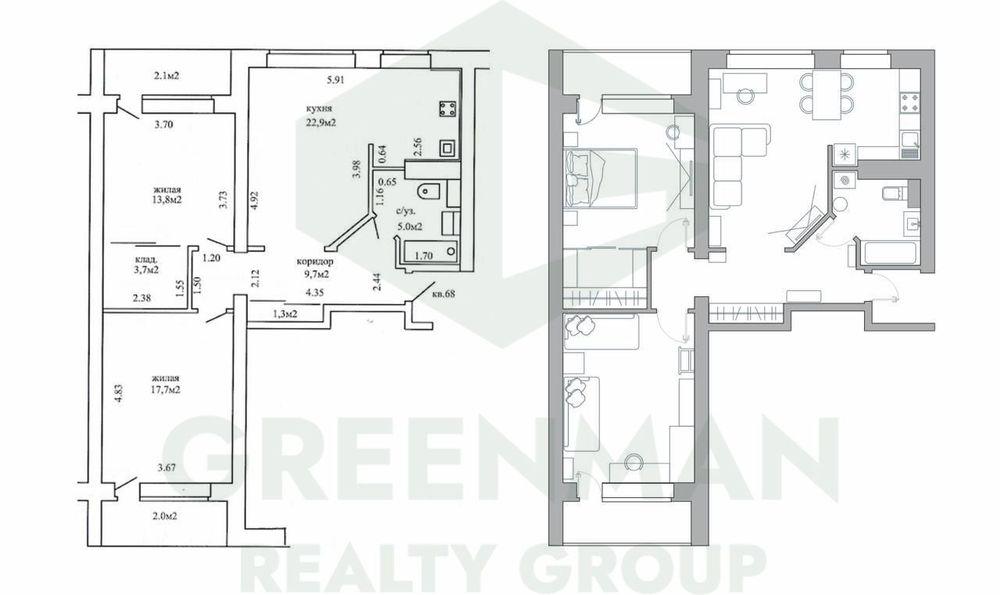 Дизайнерская квартира в Зеленом Луге. | Агентство недвижимости Greenman Realty Group