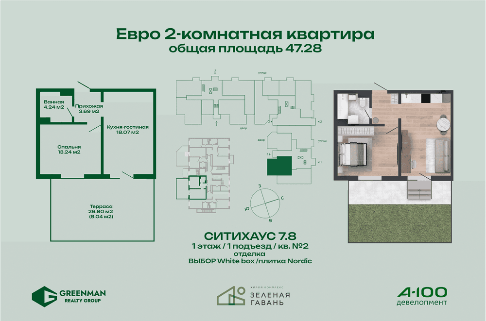 Евродвушка Ситихаус №7.8-2 | Агентство недвижимости Greenman Realty Group