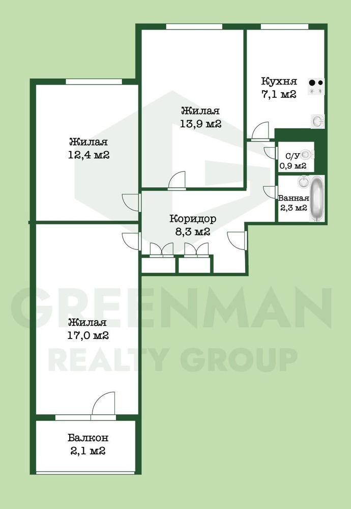 Продажа 3-х комнатной квартиры ул. Руссиянова д. 24 | Greenrealty