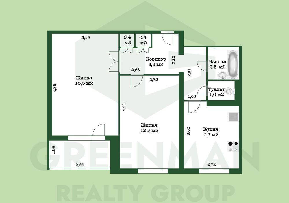 В продаже двухкомнатная квартира. | Агентство недвижимости Greenman Realty Group