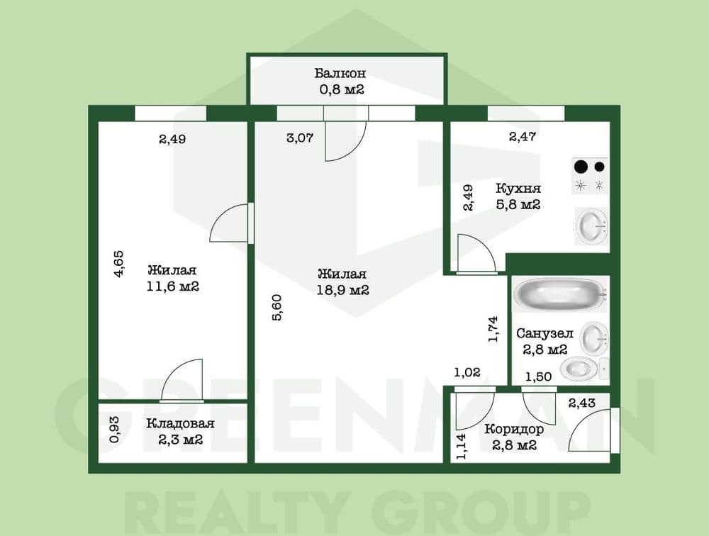 Уютная квартира в центре города | Агентство недвижимости Greenman Realty Group