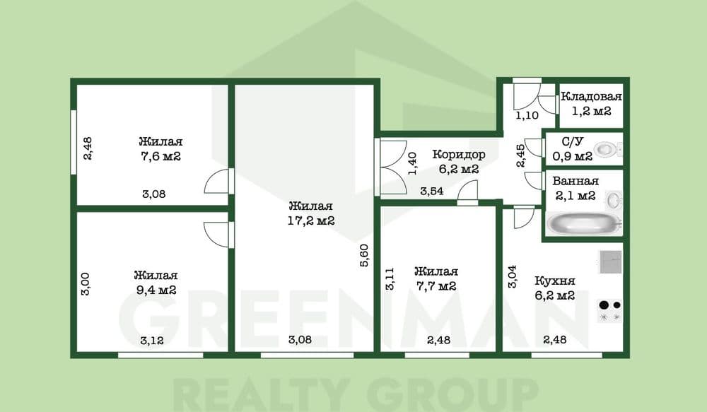 Четырехкомнатная квартира в «Зеленом луге»! | Агентство недвижимости Greenman Realty Group