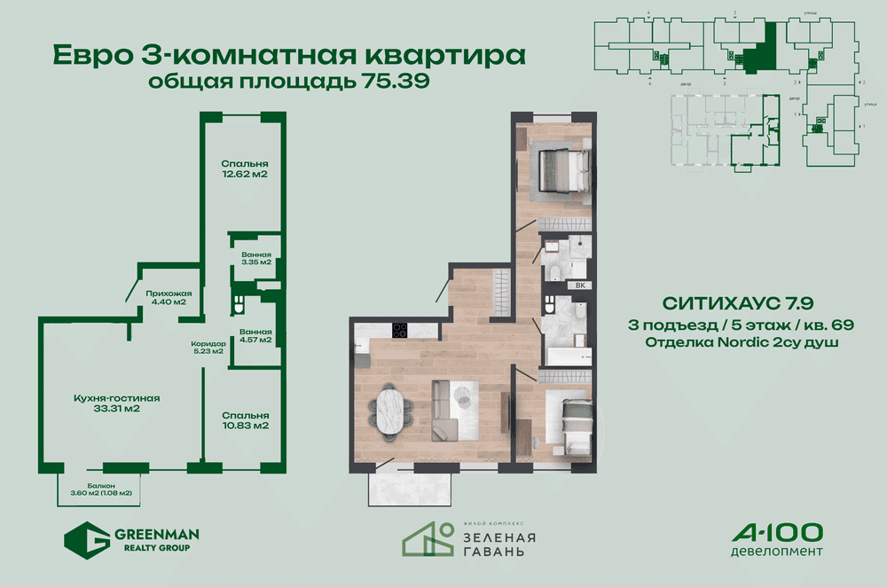 Евротрешка Ситихаус № 7.9 - 69 | Агентство недвижимости Greenman Realty Group