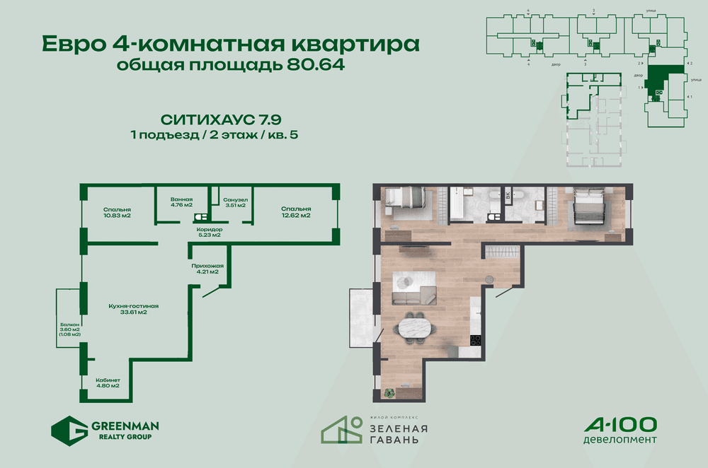 Еврочетырешка Ситихаус № 7.9 - 5 | Агентство недвижимости Greenman Realty Group
