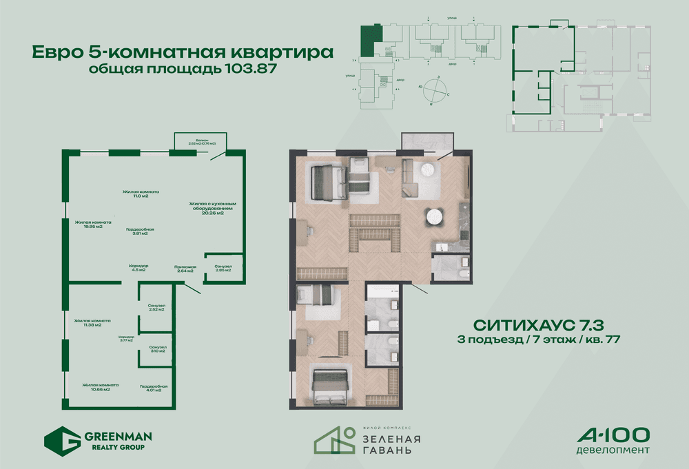 Еврочетырешка Ситихаус №7.3-77 | Агентство недвижимости Greenman Realty Group