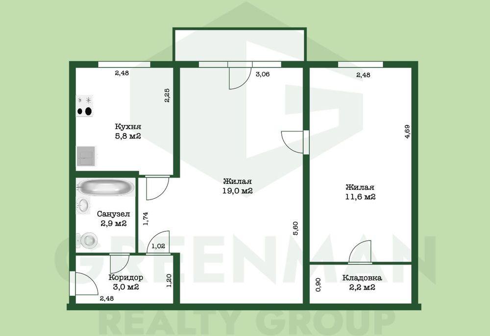 Двушка под ремонт рядом с метро | Агентство недвижимости Greenman Realty Group