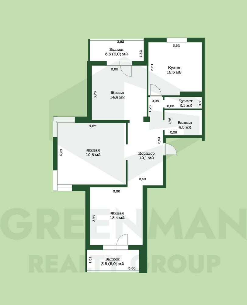 В продаже трехкомнатная квартира. | Агентство недвижимости Greenman Realty Group