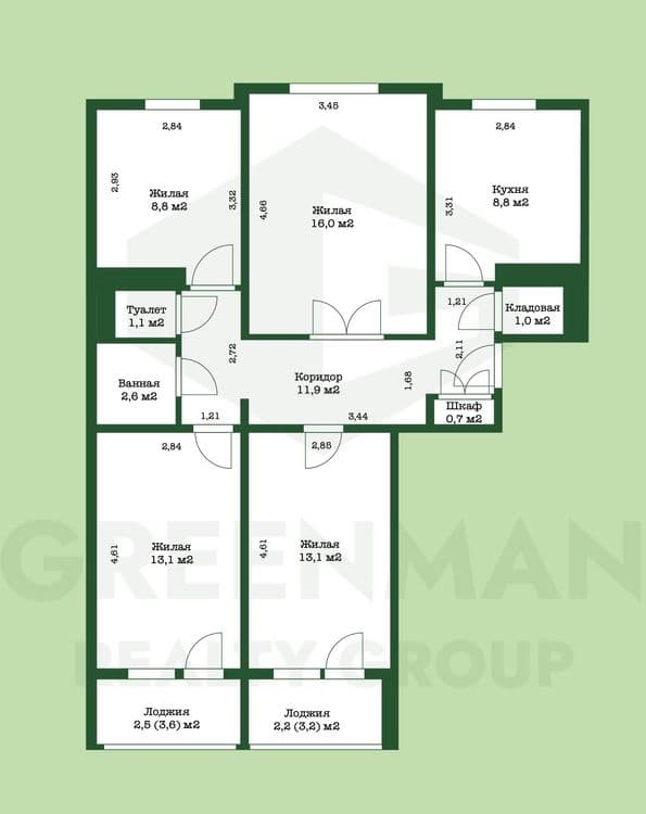 4-х комнатная квартира, ул. Притыцкого, 152, рядом ст.м. Каменная горка. | Агентство недвижимости Greenman Realty Group