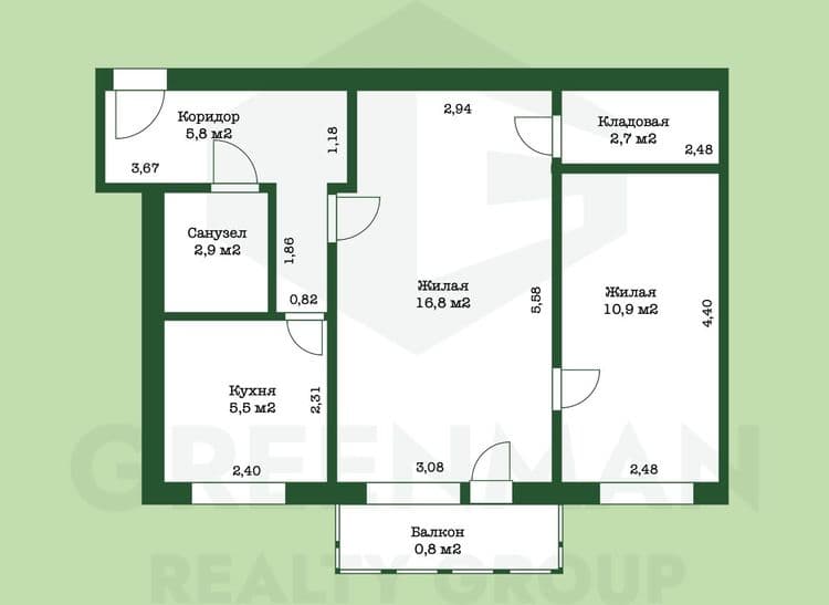 Двухкомнатная квартира с хорошим ремонтом в 12-ти минутах от метро с развитой инфраструктурой | Агентство недвижимости Greenman Realty Group