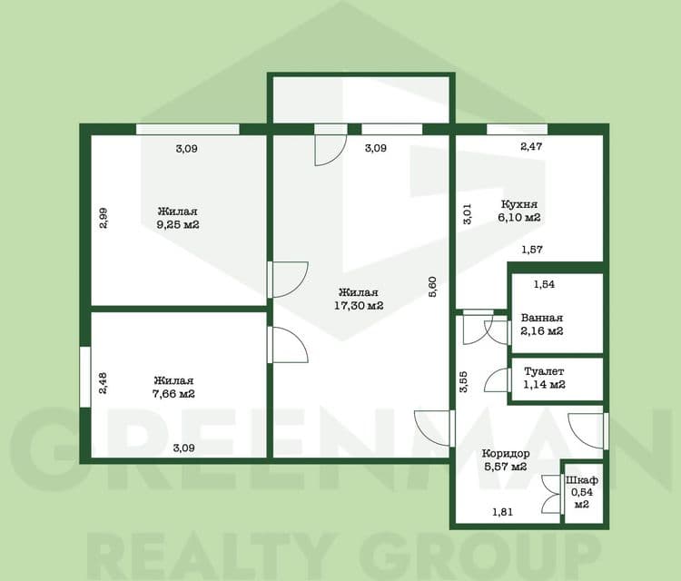3-к квартира в центре аг. Лесной ул. Мирная 7 | Агентство недвижимости Greenman Realty Group