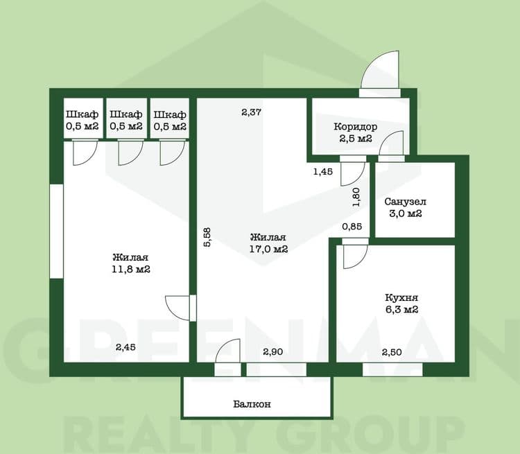 Двухкомнатная квартира на ул. Якубовского | Агентство недвижимости Greenman Realty Group