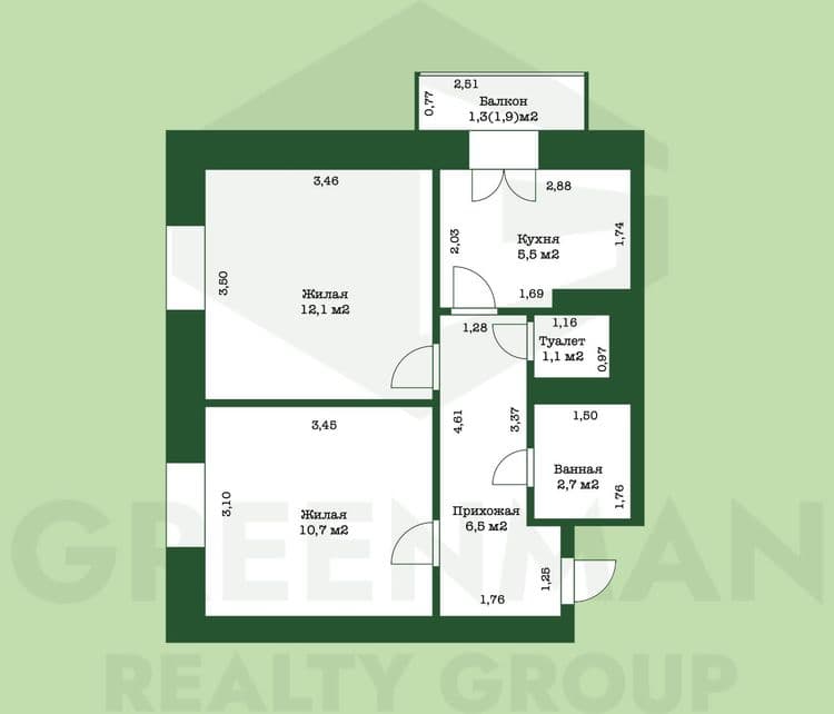 Просторная двухкомнатная квартира рядом с Лошицким парком! | Агентство недвижимости Greenman Realty Group