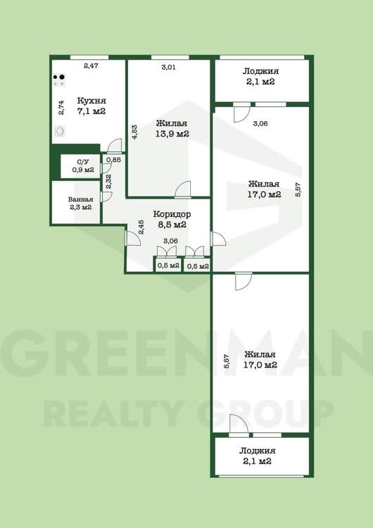 Трехкомнатная квартира около метро Якуба Коласа | Агентство недвижимости Greenman Realty Group