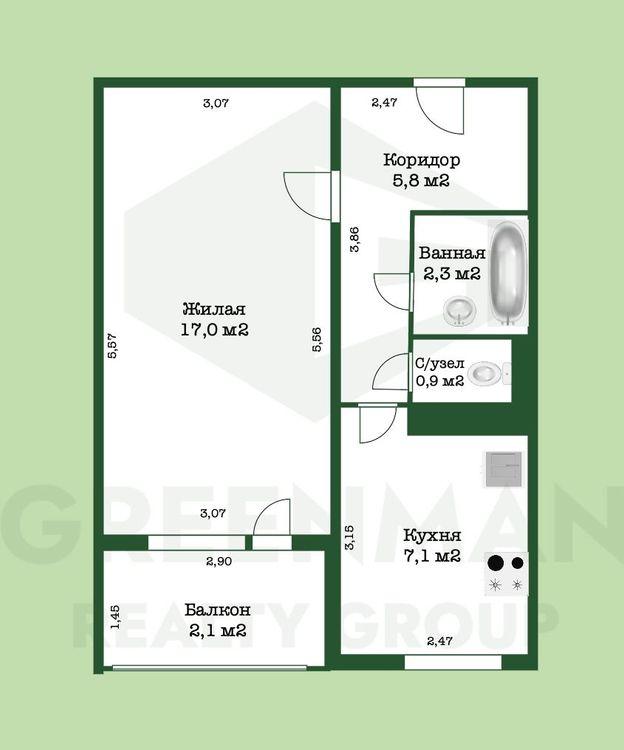 В продаже однокомнатная квартира | Агентство недвижимости Greenman Realty Group