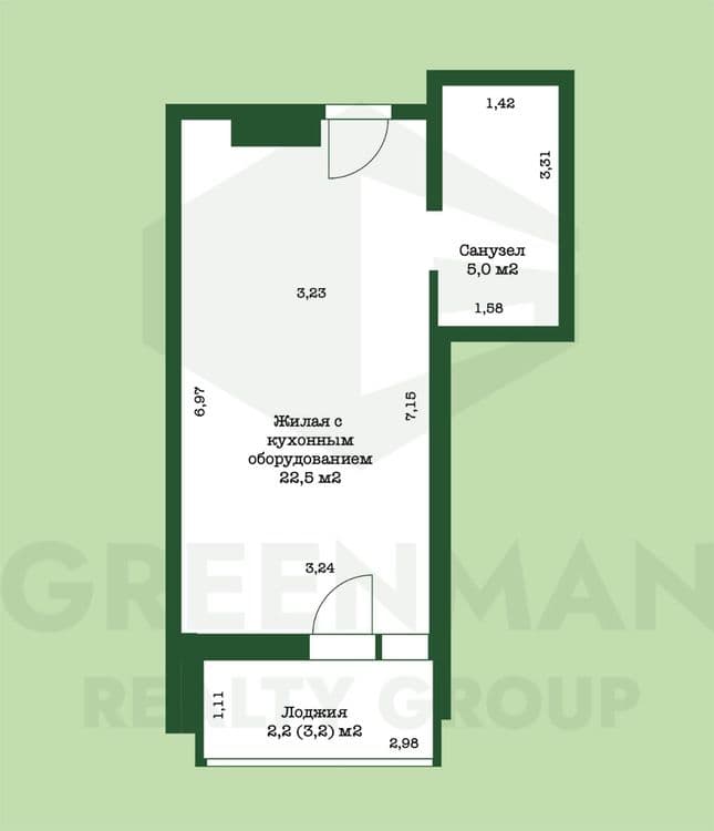 Светлая квартира студия с хорошим ремонтом! | Агентство недвижимости Greenman Realty Group