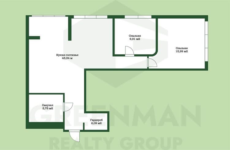 3-комнатня квартира с парковочным местом в ЖК «Парк Челюскинцев» | Агентство недвижимости Greenman Realty Group
