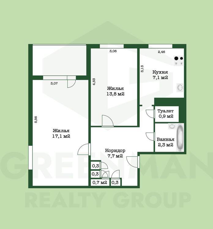 Двухкомнатная квартира возле водоема | Агентство недвижимости Greenman Realty Group