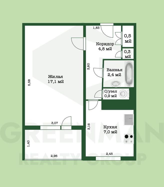 Продается 1-комнатная  квартира  | Агентство недвижимости Greenman Realty Group