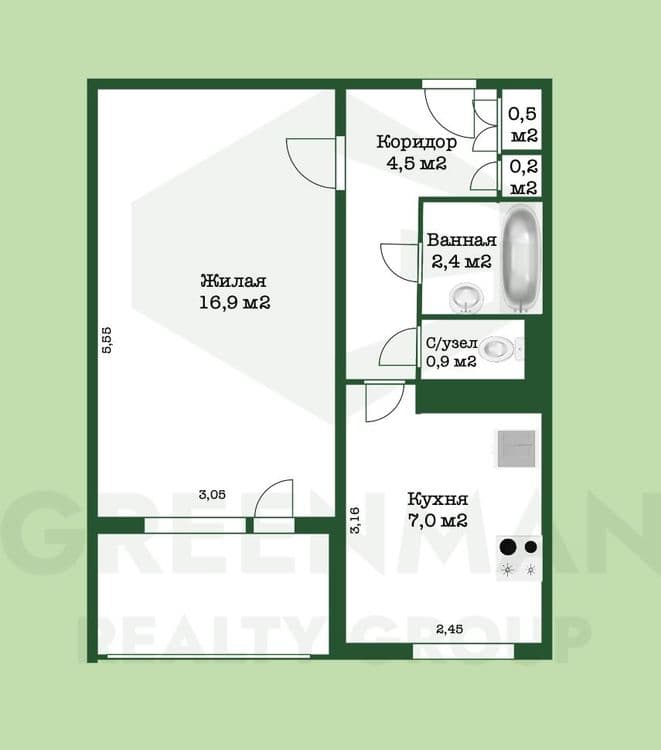 Уютная однушка в тихом спальном районе. | Агентство недвижимости Greenman Realty Group