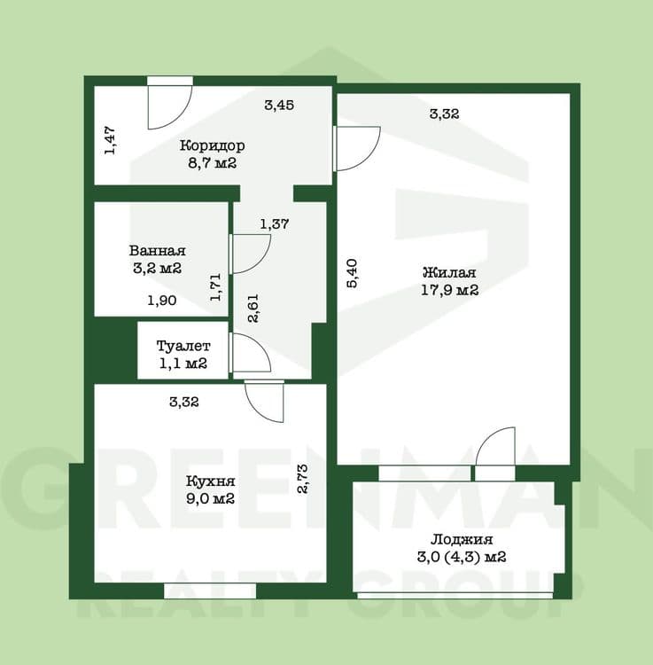 Просторная однокомнатная квартира во Фрунзенском районе | Агентство недвижимости Greenman Realty Group