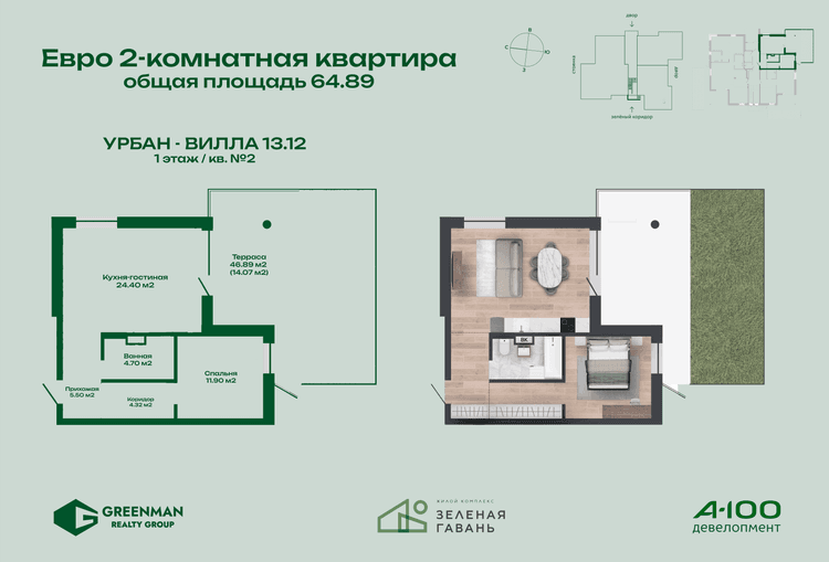 Евродвушка Урбан-вилла №13.12-2 | Greenrealty