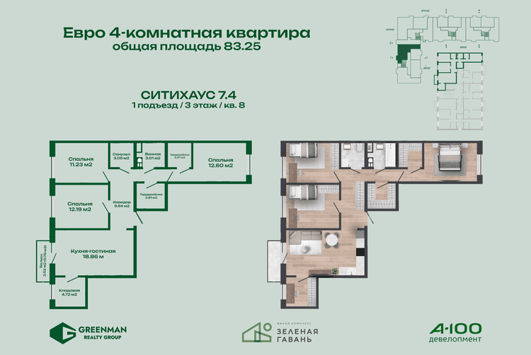 Еврочетыре Ситихаус №7.4-8 | Агентство недвижимости Greenman Realty Group