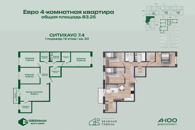 Еврочетыре Ситихаус №7.4-20 | Агентство недвижимости Greenman Realty Group