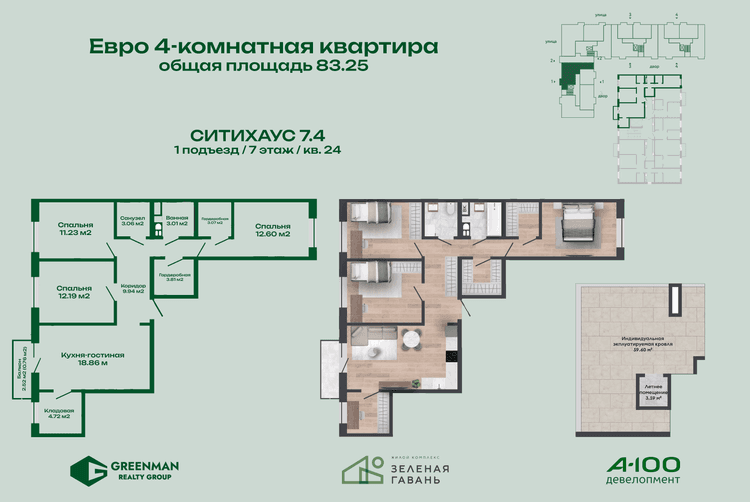 Еврочетыре Ситихаус №7.4-24 | Агентство недвижимости Greenman Realty Group