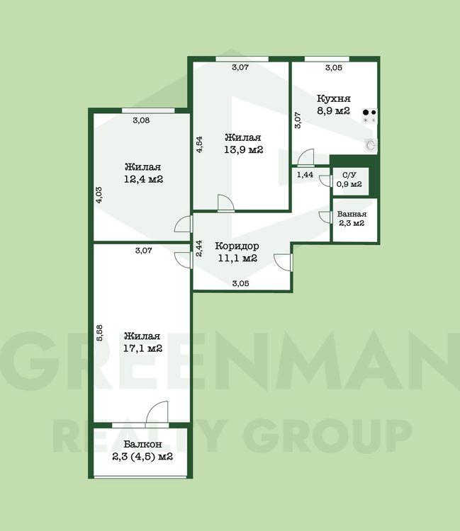 Продается 3-х комнатная квартира в Лошице | Агентство недвижимости Greenman Realty Group