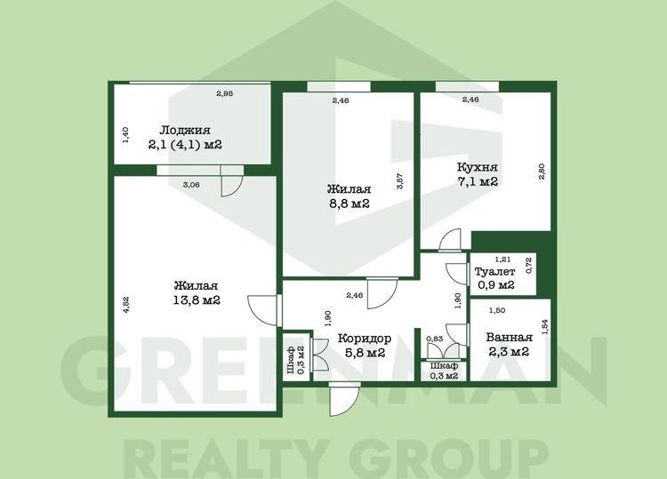 2-комнатная квартира в тихом зеленом районе | Агентство недвижимости Greenman Realty Group