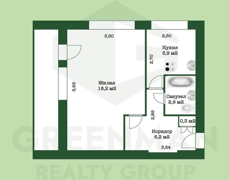 Светлая 1-к квартира (36,6м2) в кирпичном доме около «Комаровского рынка» по ул. Цнянская 7 | Агентство недвижимости Greenman Realty Group