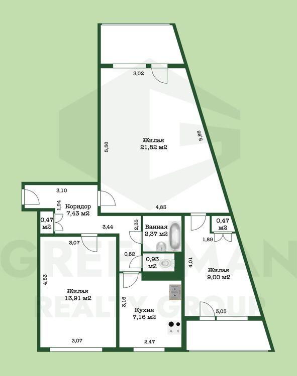 Трехкомнатная квартира в Зеленом Луге | Агентство недвижимости Greenman Realty Group