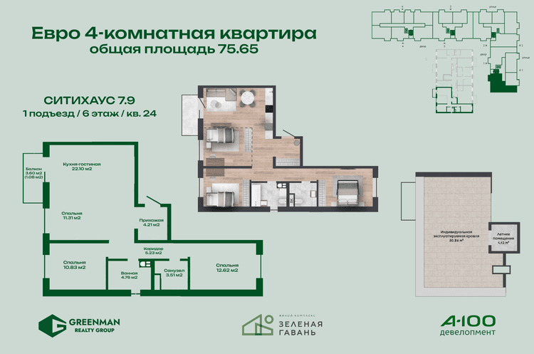 Еврочетырешка Ситихаус № 7.9 - 24 | Агентство недвижимости Greenman Realty Group