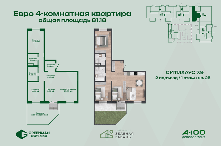 Еврочетырешка Ситихаус № 7.9 - 25 | Агентство недвижимости Greenman Realty Group