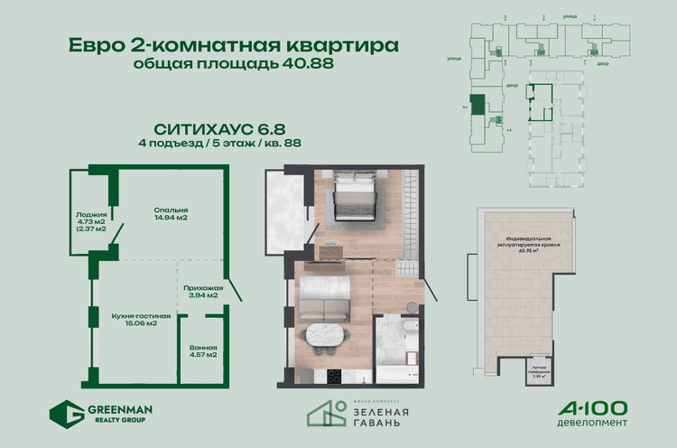  Евродвушка Ситихаус №6.8-88 | Агентство недвижимости Greenman Realty Group
